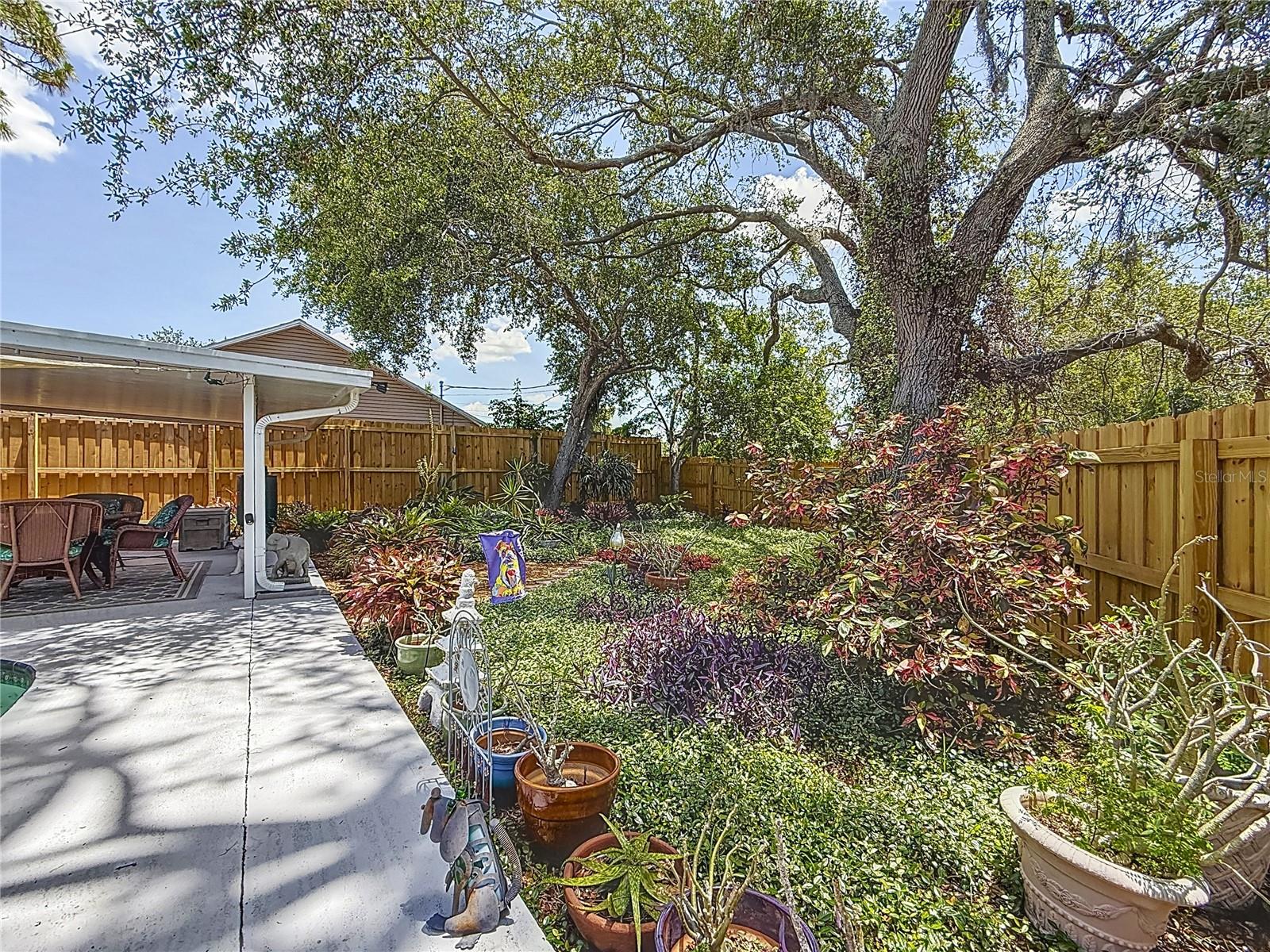 Here is one view of the back yard area. Straight ahead is the 8' high fence, to your right, it's 6' high. Installed 2024.
