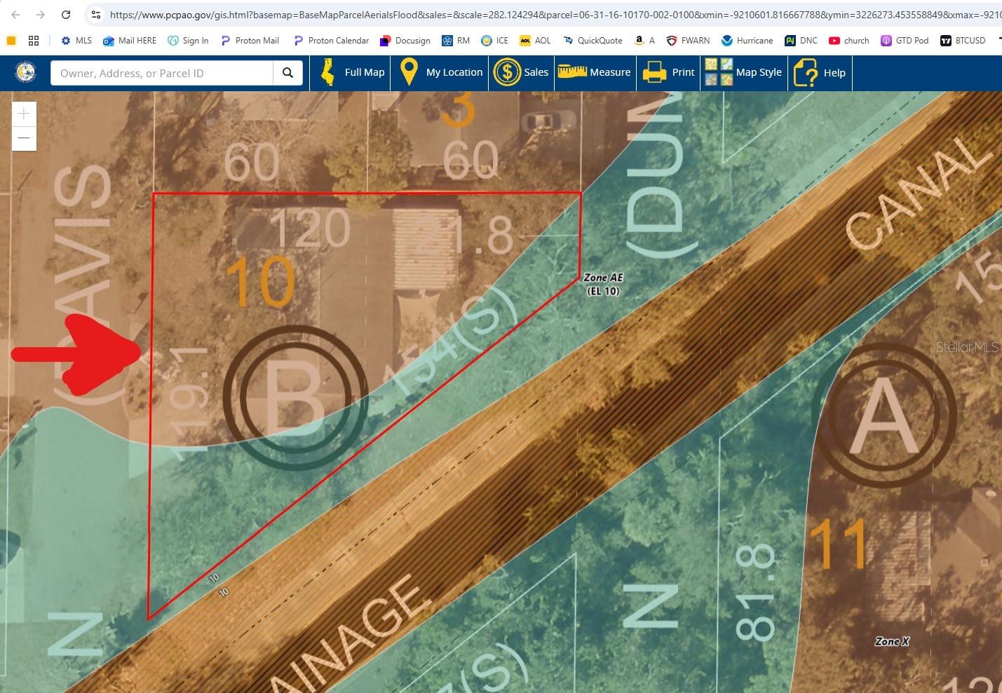 Flood Map from Pinellas County. PLEASE NOTE: only the southeast corner of the garage is actually in Flood Zone AE, the rest of the house is in X. ( unfortunately, flood insurance is required, but property has NEVER flooded)