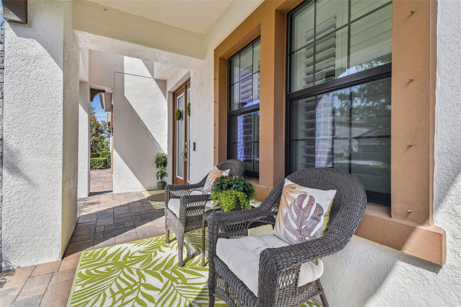 Front Entry & Covered Porch Area with pavers.