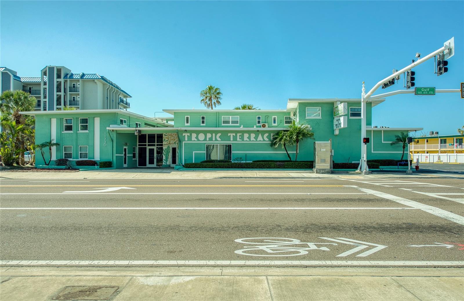 Gulf Boulevard front view of Tropic Terrace Condo Hotel Resort TI