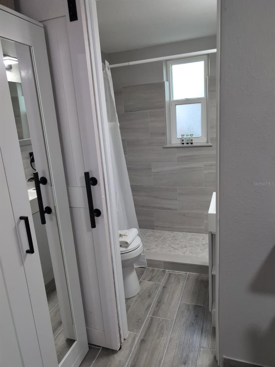 Really nice rainfall shower head, high up to meet all guests height.