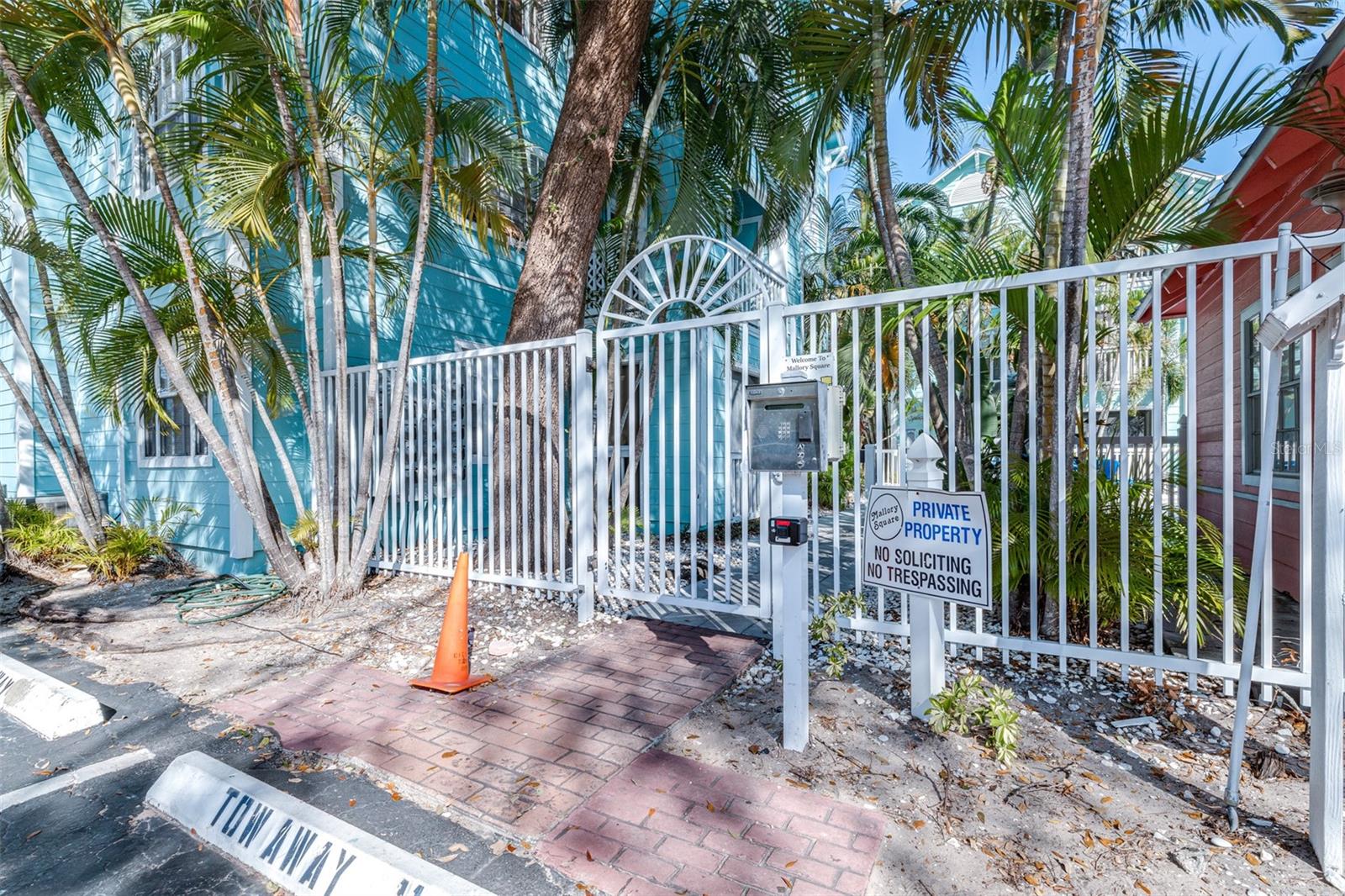 Gated entry from the parking lot