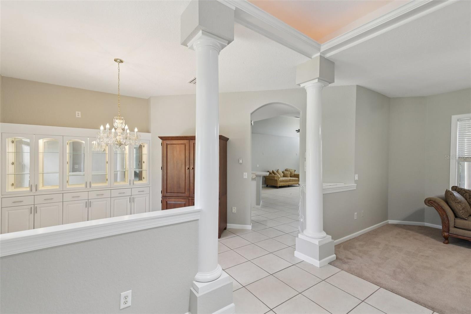 Foyer into Dining and Sitting room