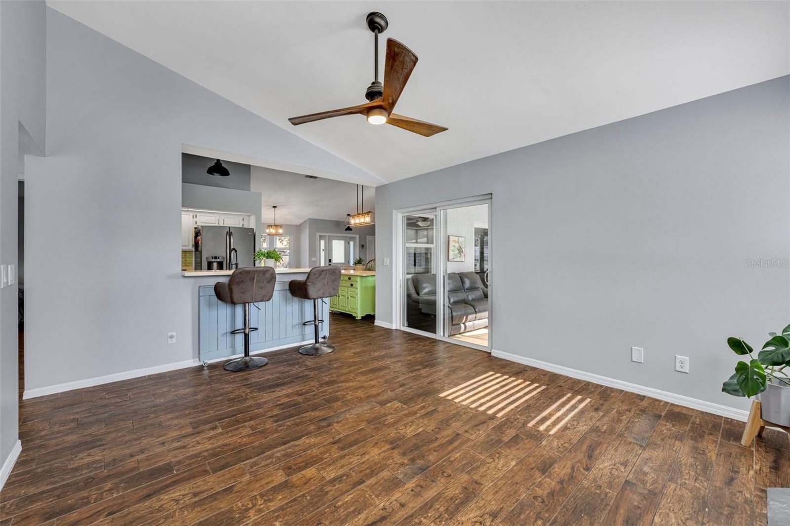 Family Room with Wood-Burning Fireplace