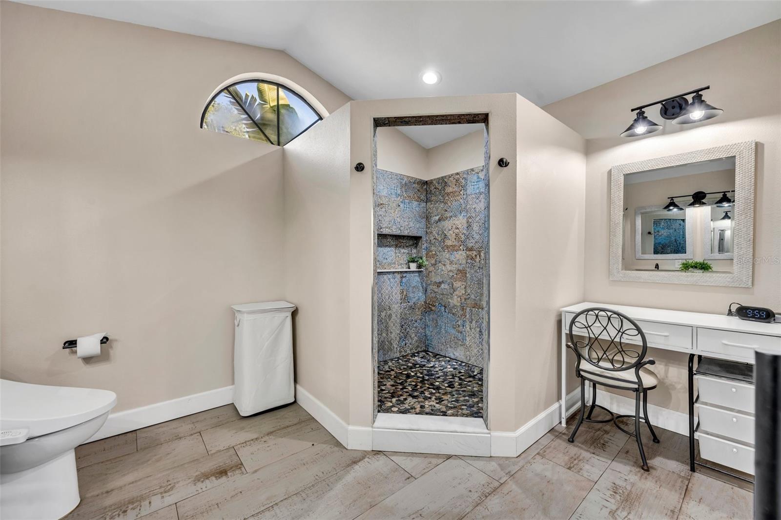 Walk-in Shower and Separate Vanity