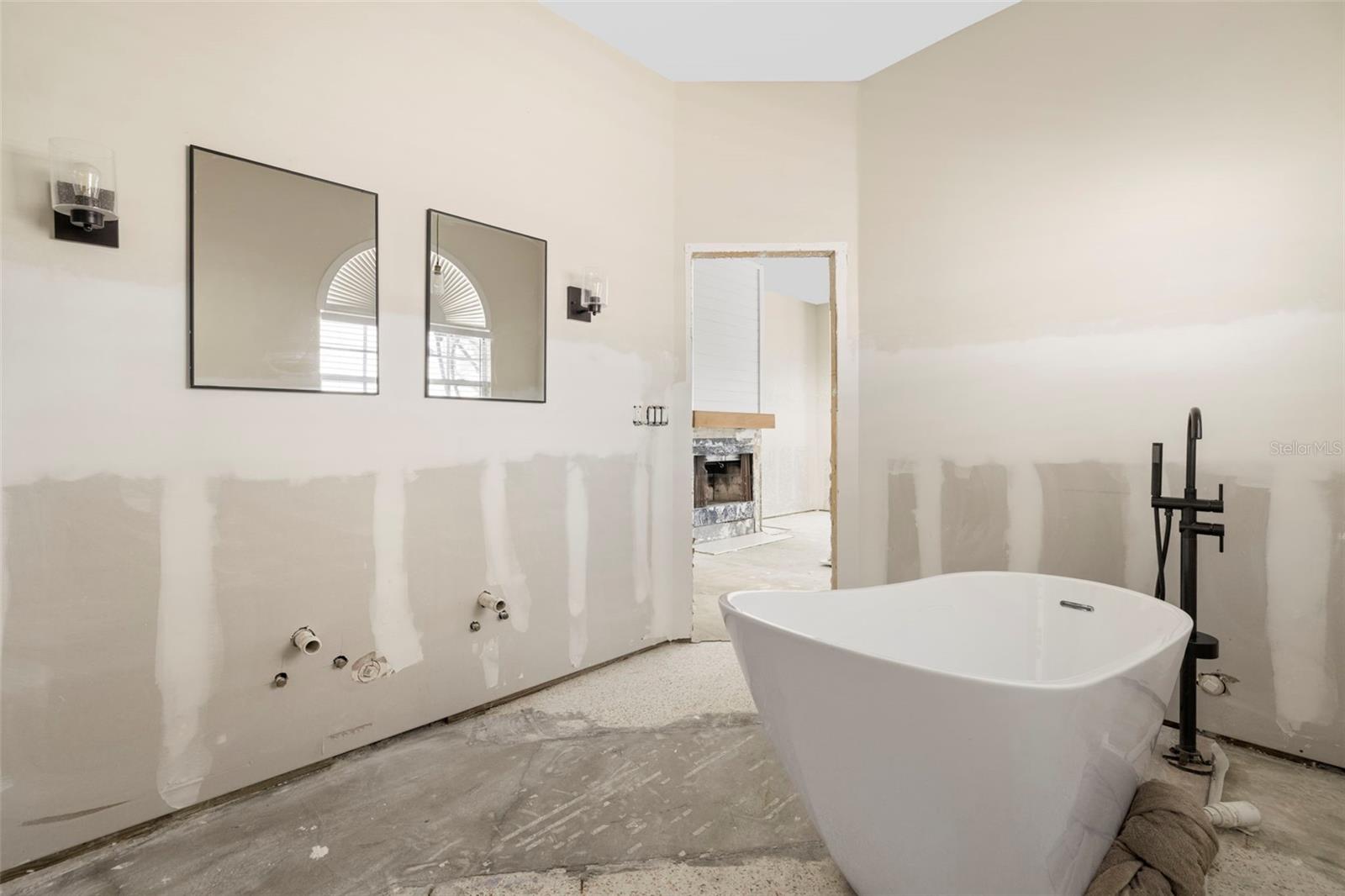 Bathroom with free standing tub