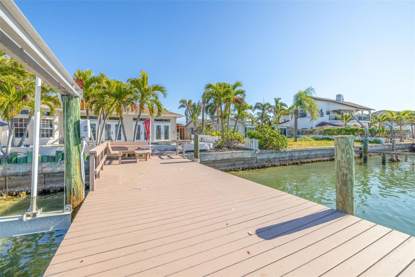 Dock accommodates deep water craft plus water toys