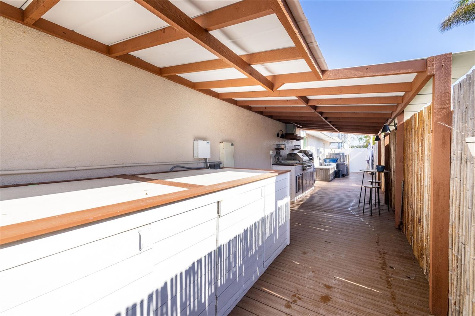 Outdoor kitchen and storage area