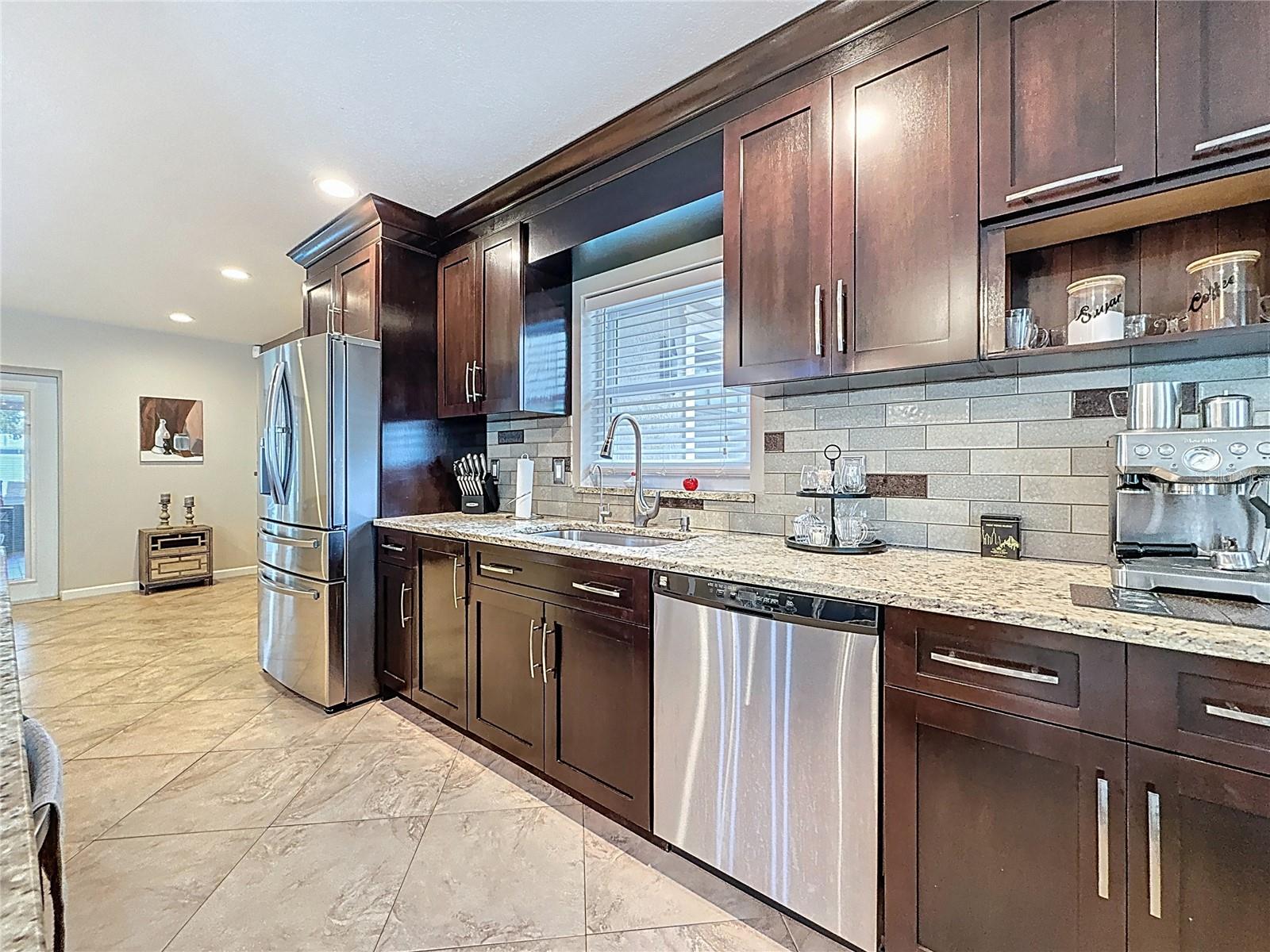 Cherrywood cabinets with 17FT granite counters