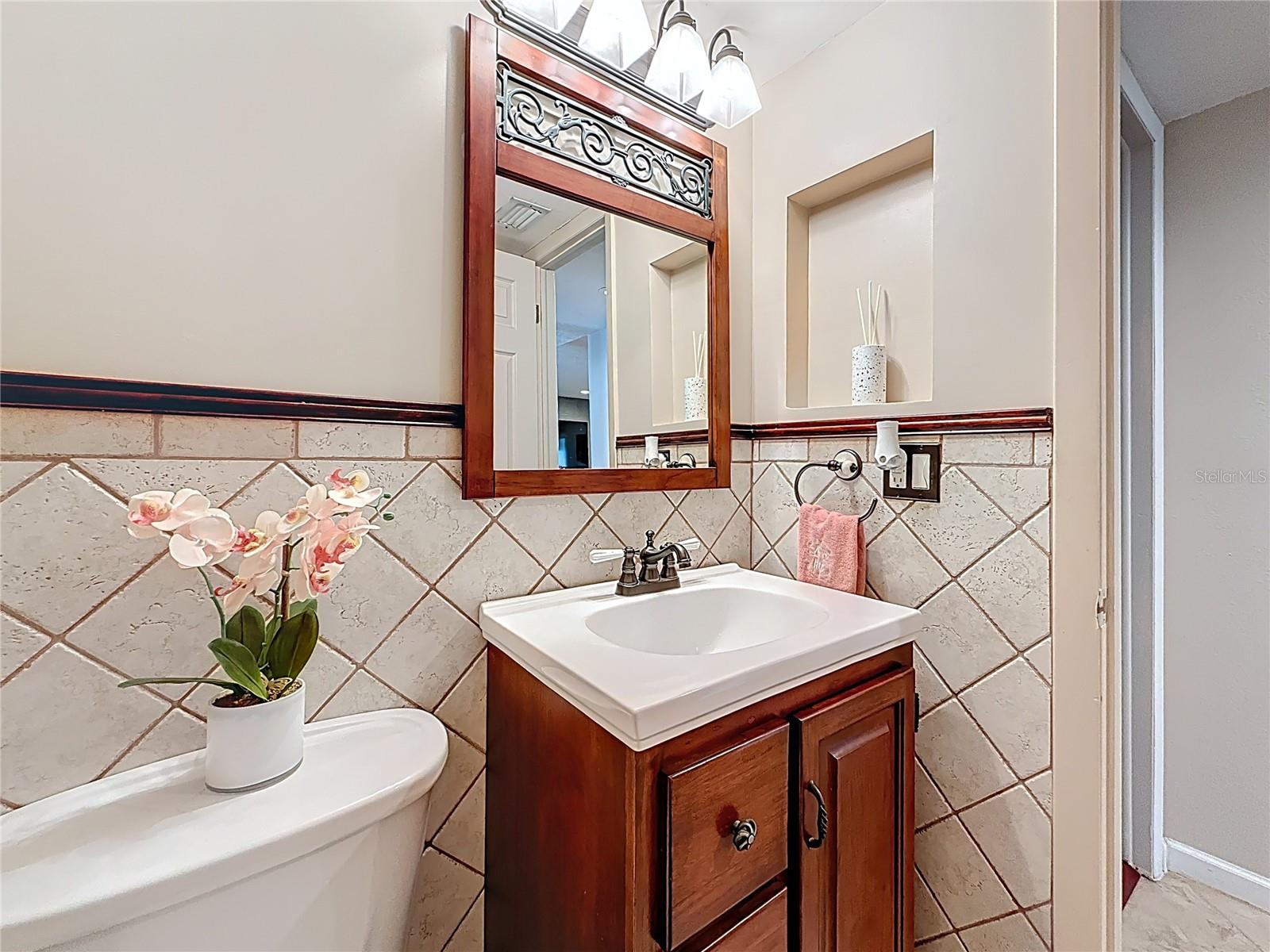 Downstairs half bathroom for guests
