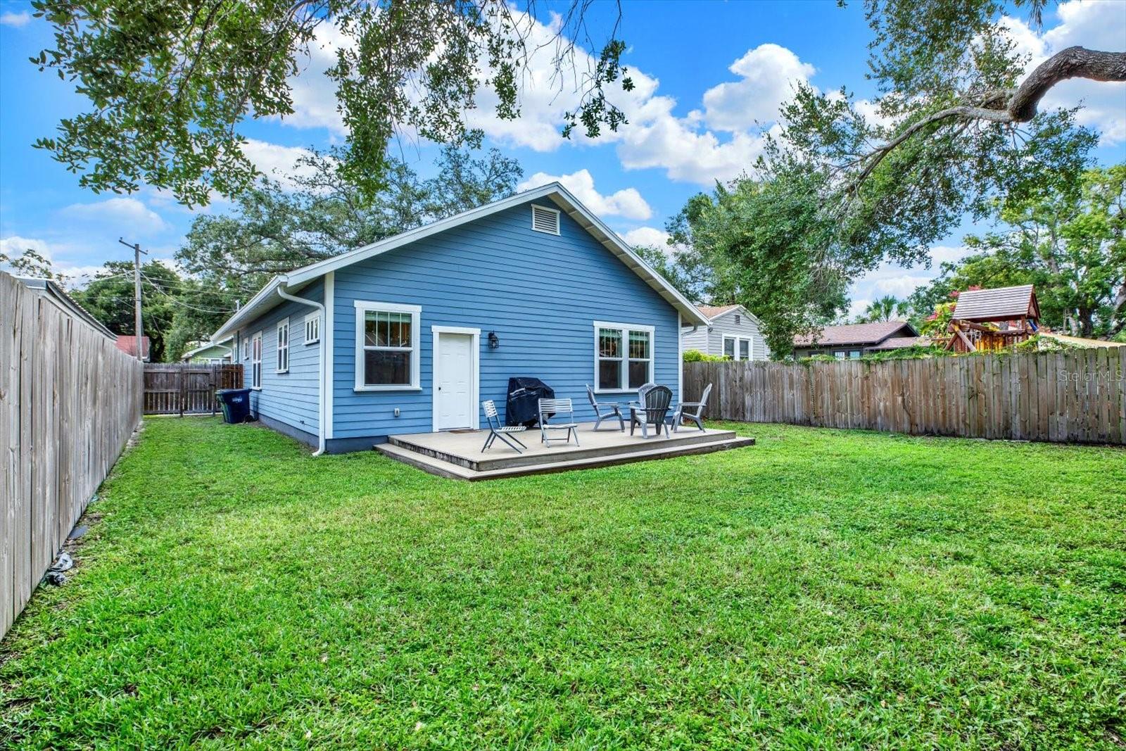 Fenced backyard