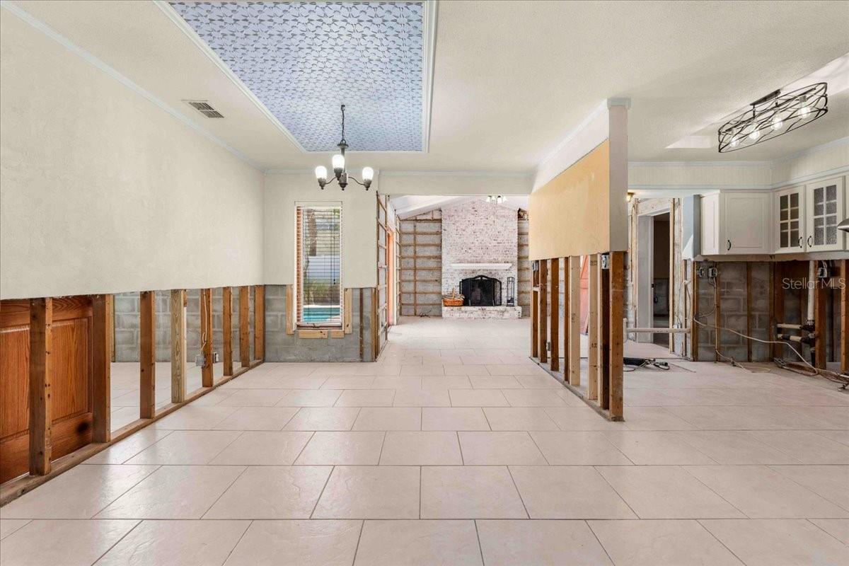 Dining room to the great room, kitchen to the right
