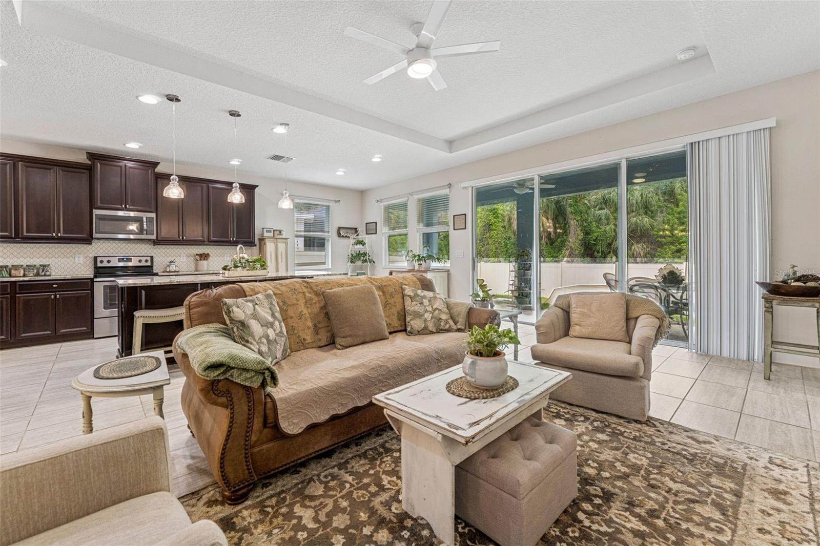 Living room overlooking rear patio