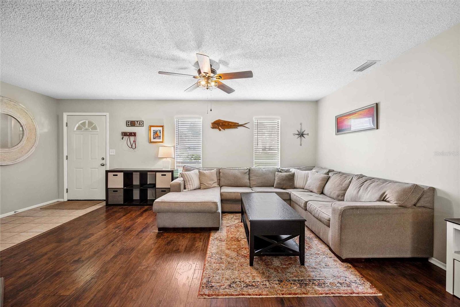 Living Room ~ Ceiling Fan ~ Window Treatments (throughout this home)