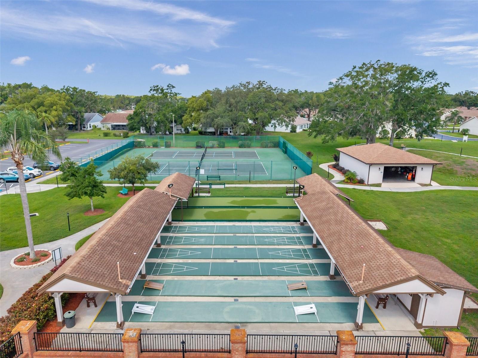 Corn hole and schuffleboard courts