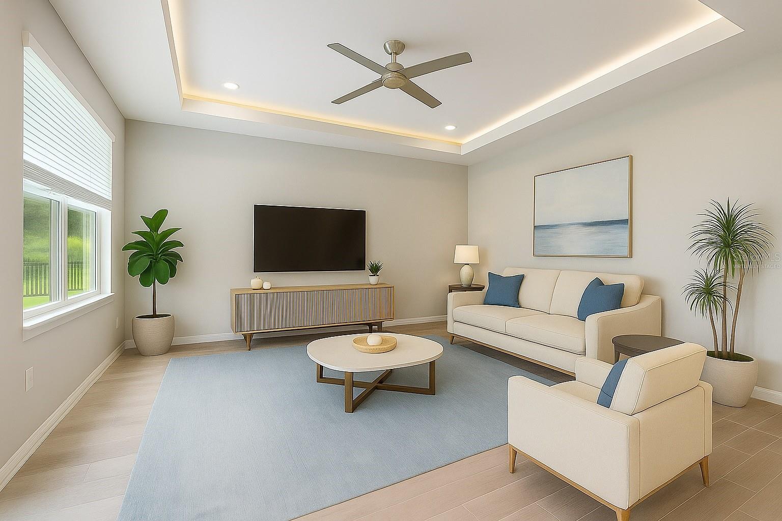 Virtually staged Living Room