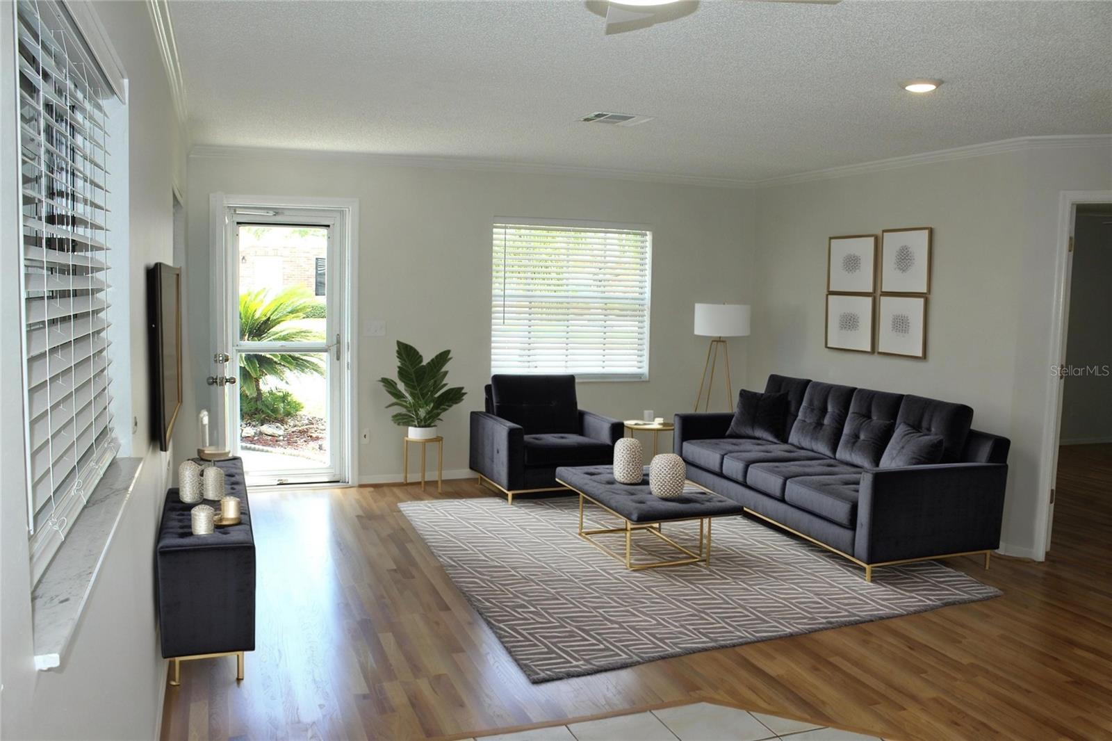 living room virutally staged