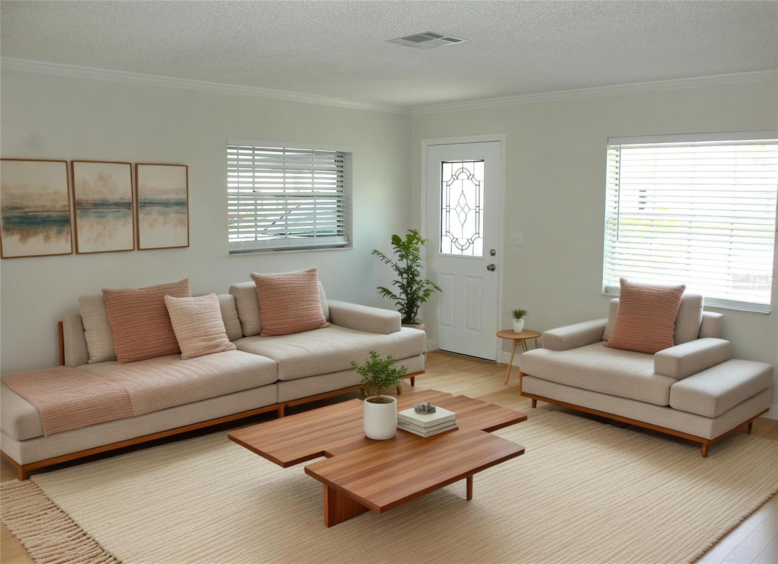 Living room virtually staged