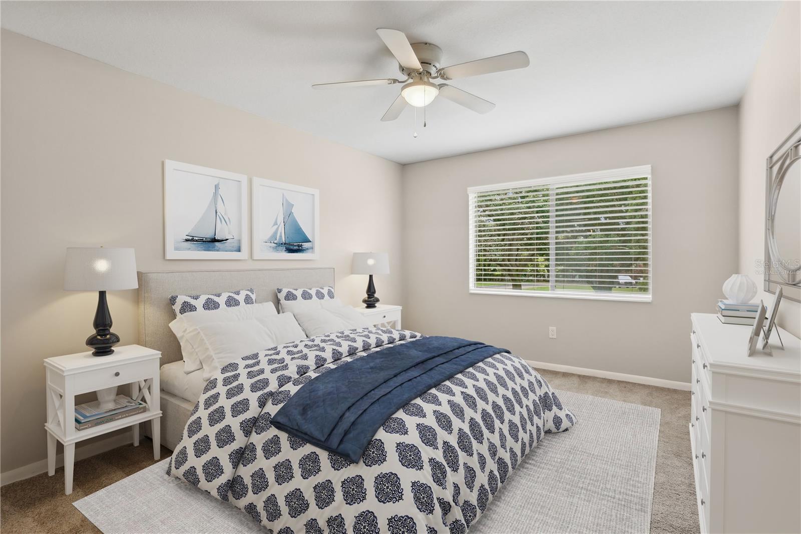 virtually staged primary bedroom
