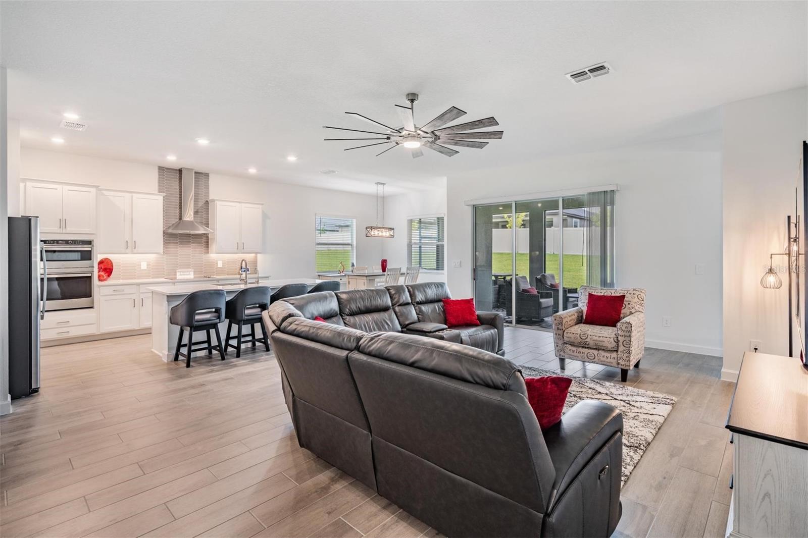 Nice big fan over family room for your comfort!
