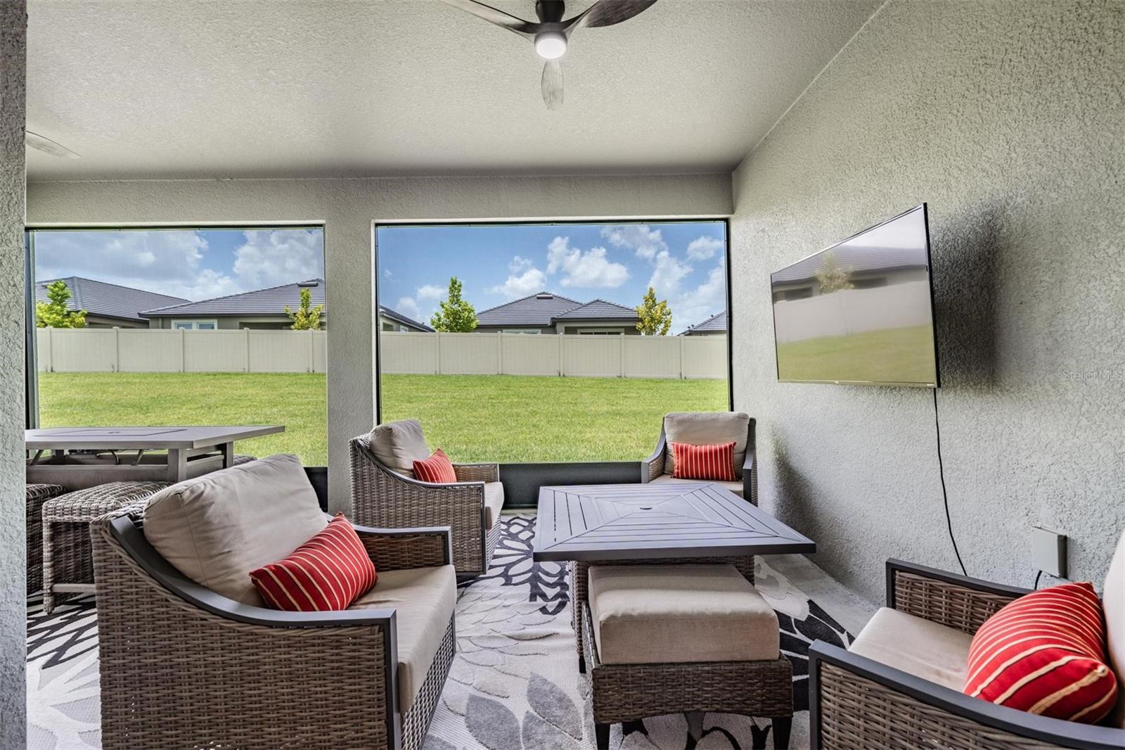 Large screened lanai with fans
