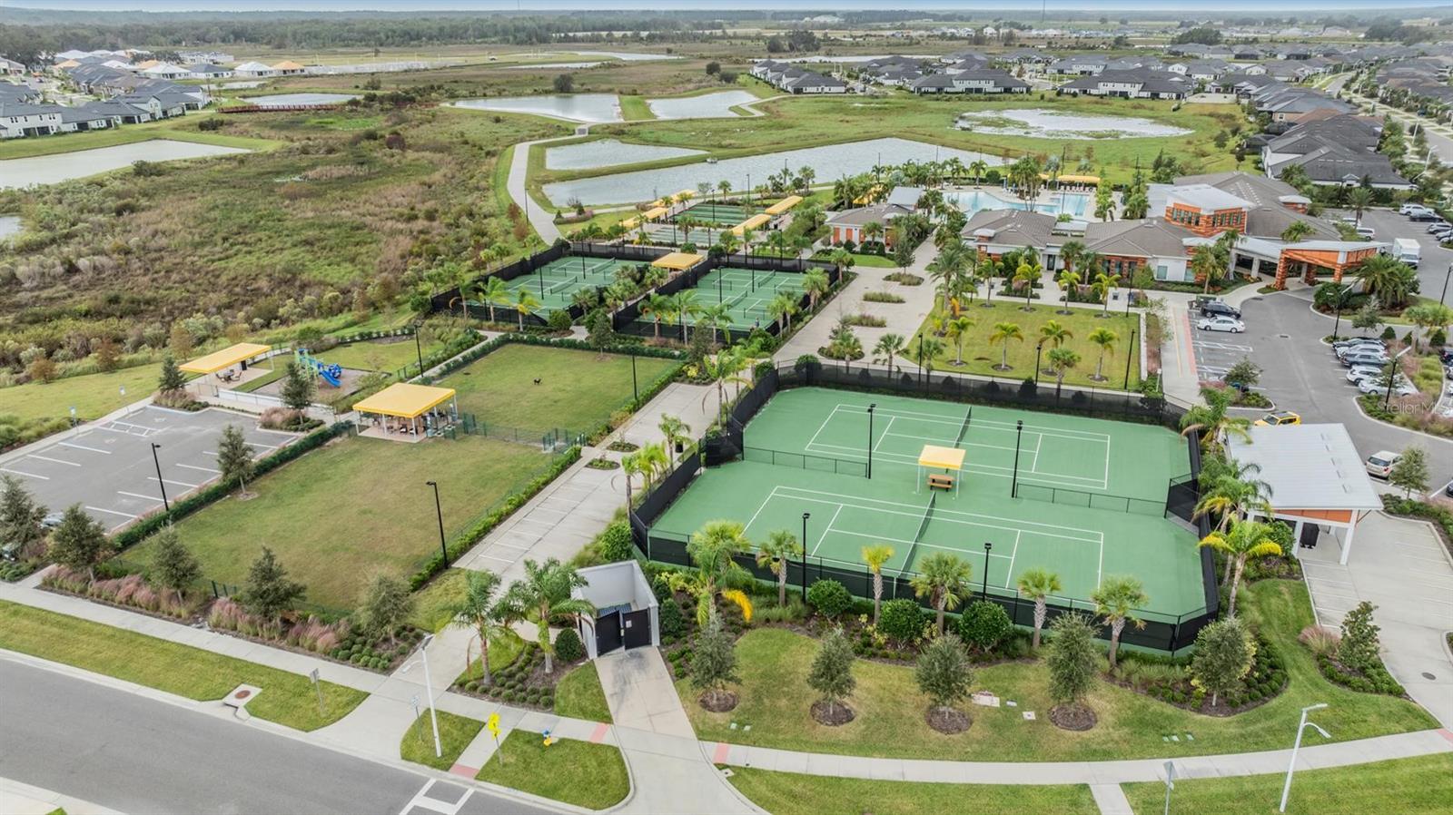 tennis & pickleball courts, covered mailbox area