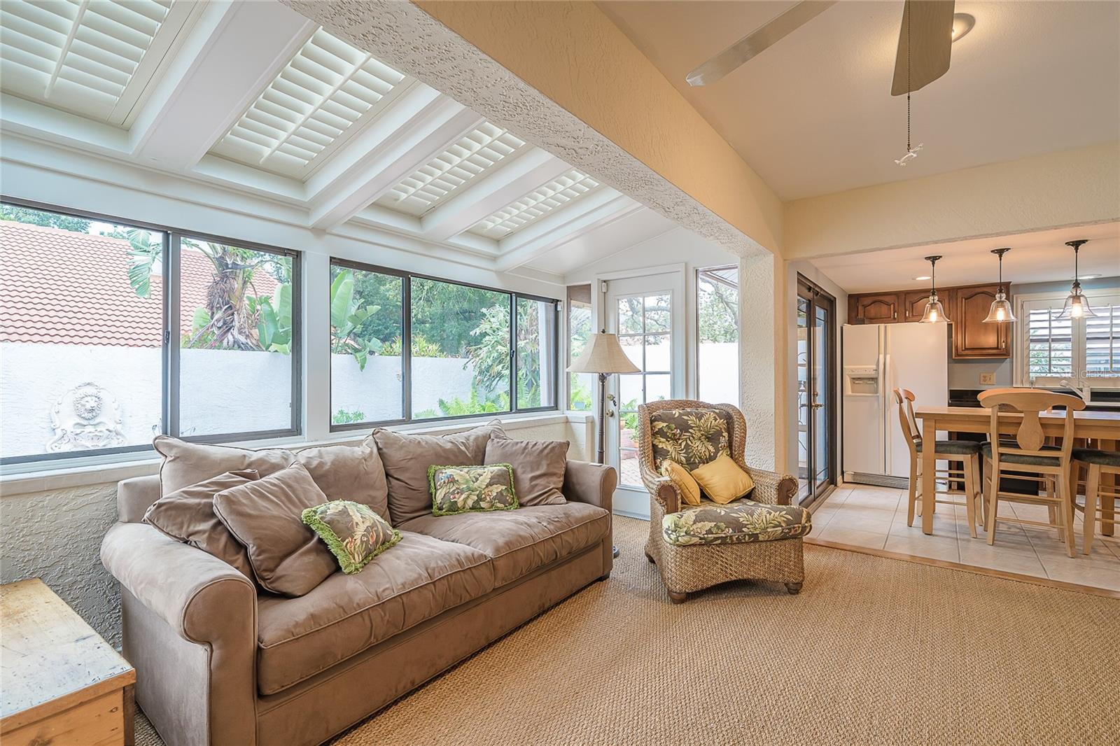 family room open to kitchen