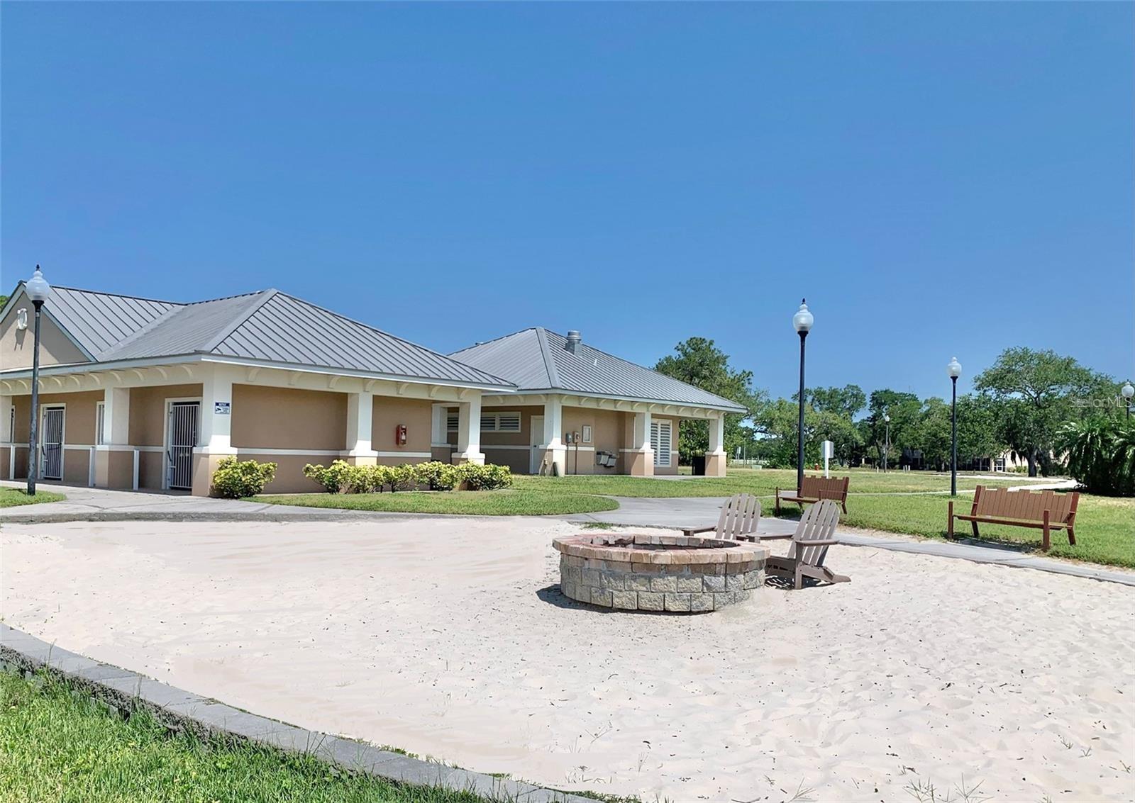 The beach area and fire pit are for residents too!