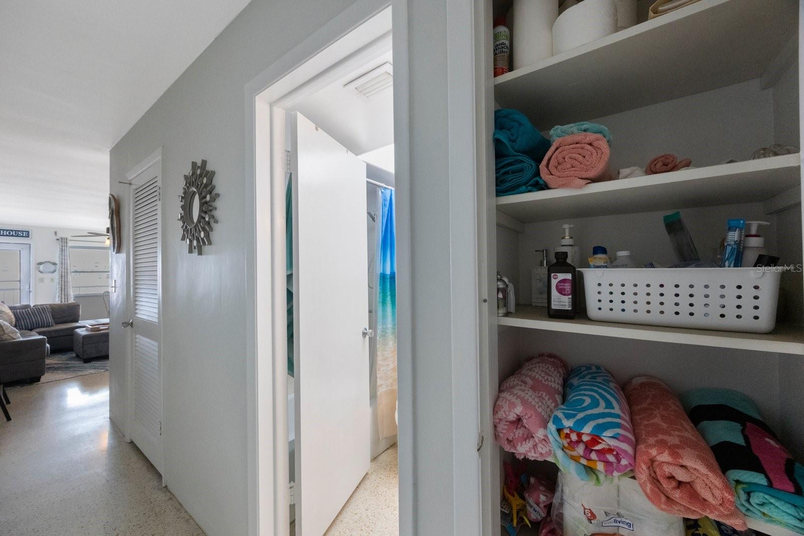 Hall Closet outside of Bathroom with plenty of storage!