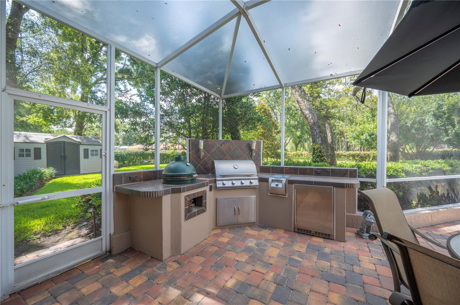 Outdoor grill and green egg