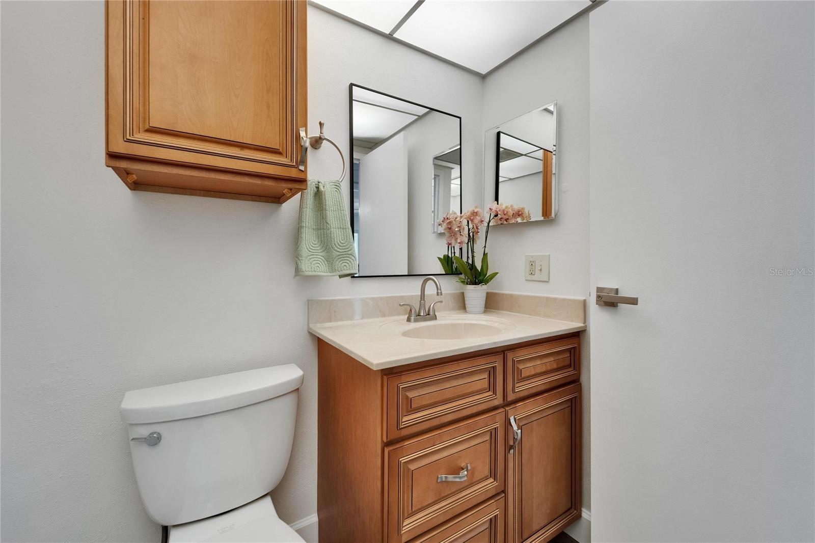 Wood vanity, soft close drawer