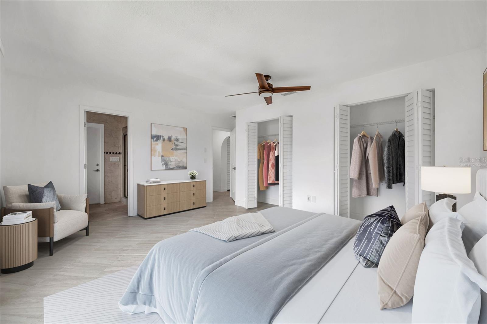 virtually staged primary bedroom