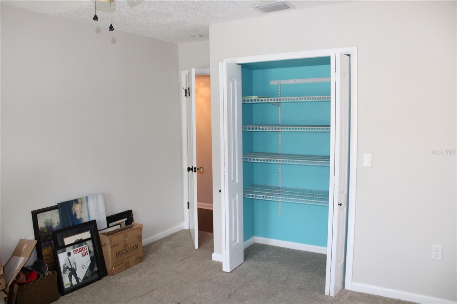 Guest bedroom closet with shelves
