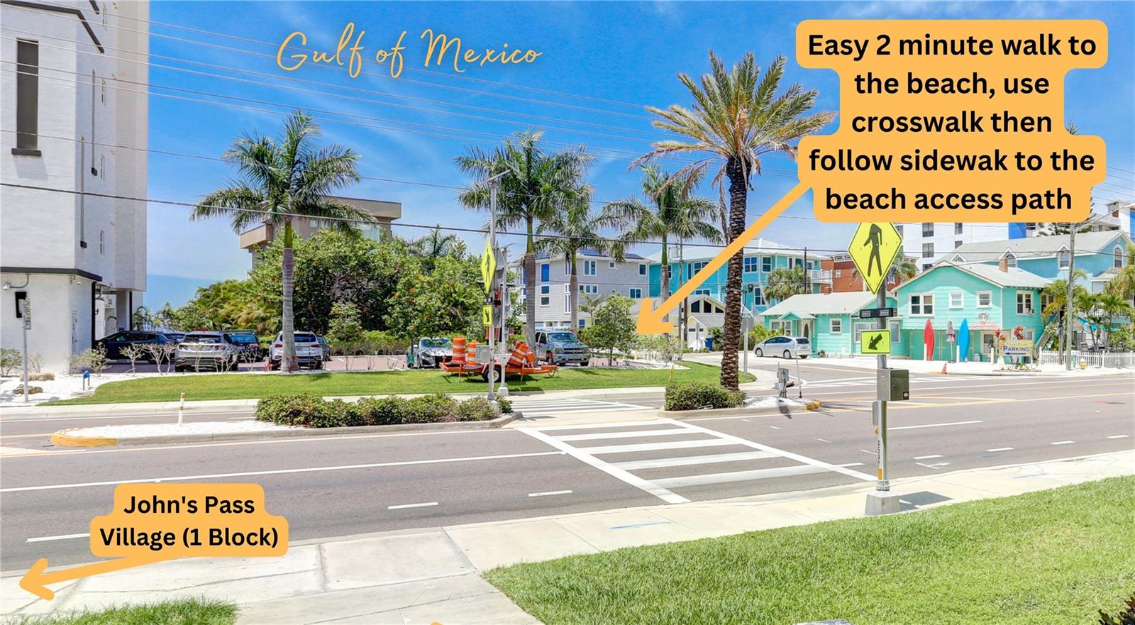 Crosswalk to the Beach Across the street