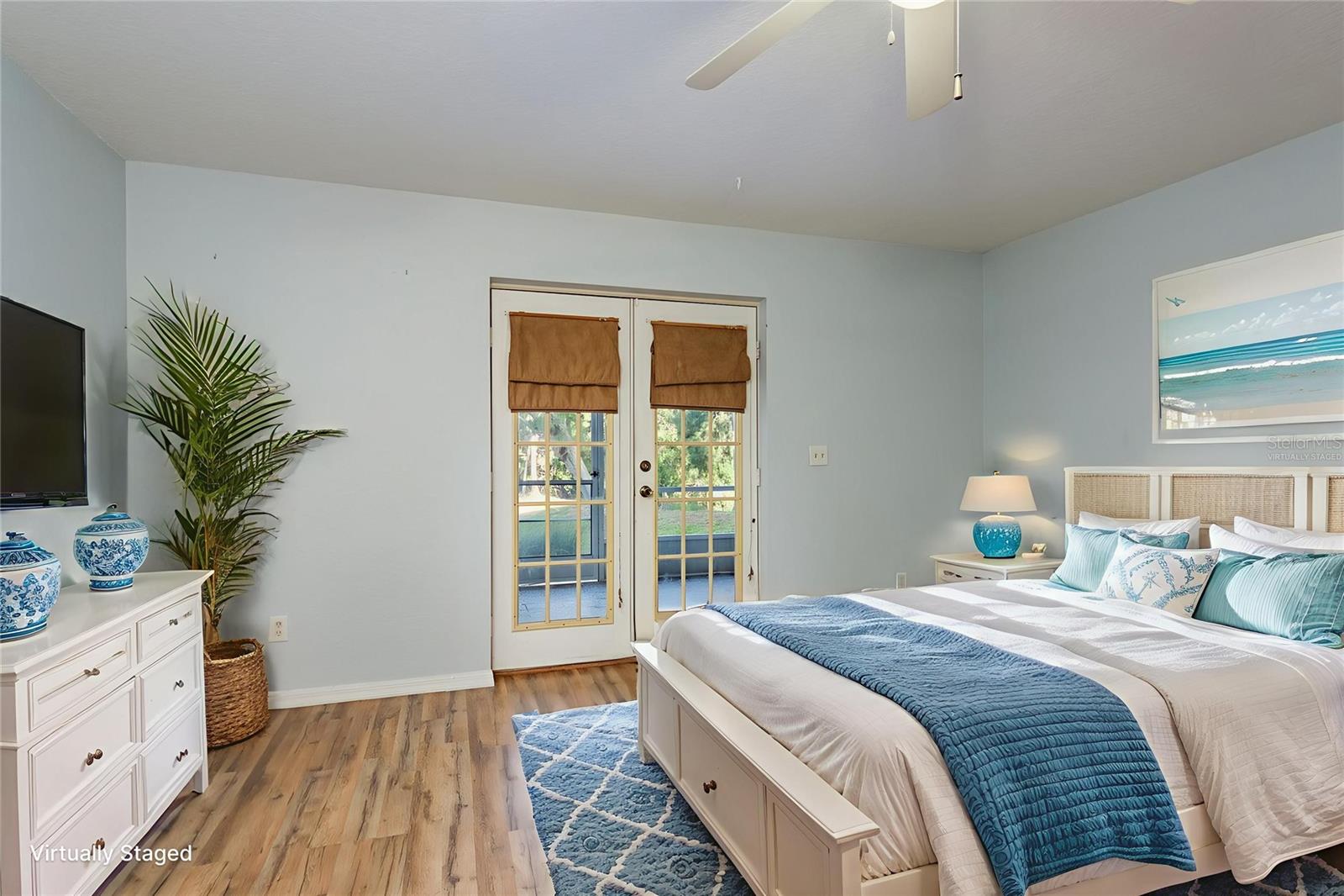 Virtually staged lower level bedroom