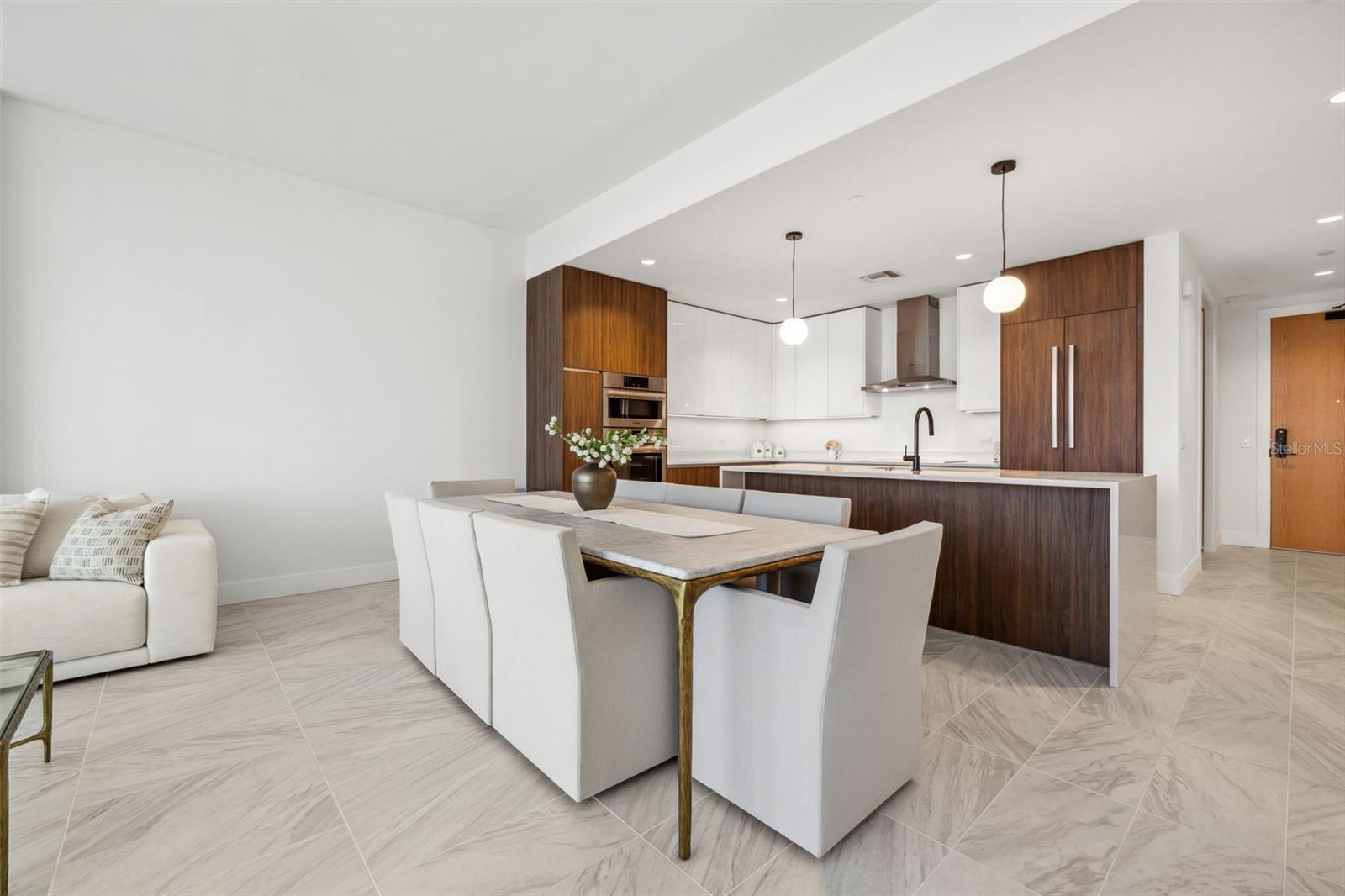 Porcelain tile floors in main living area