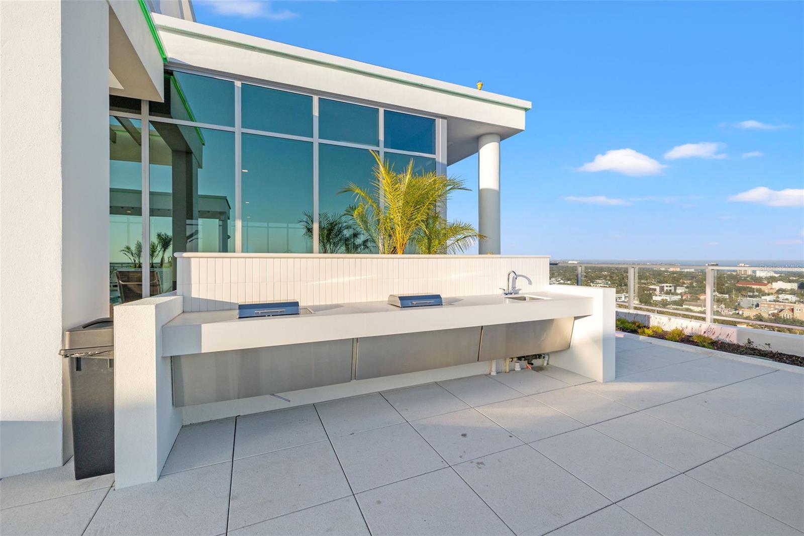 Rooftop grilling station