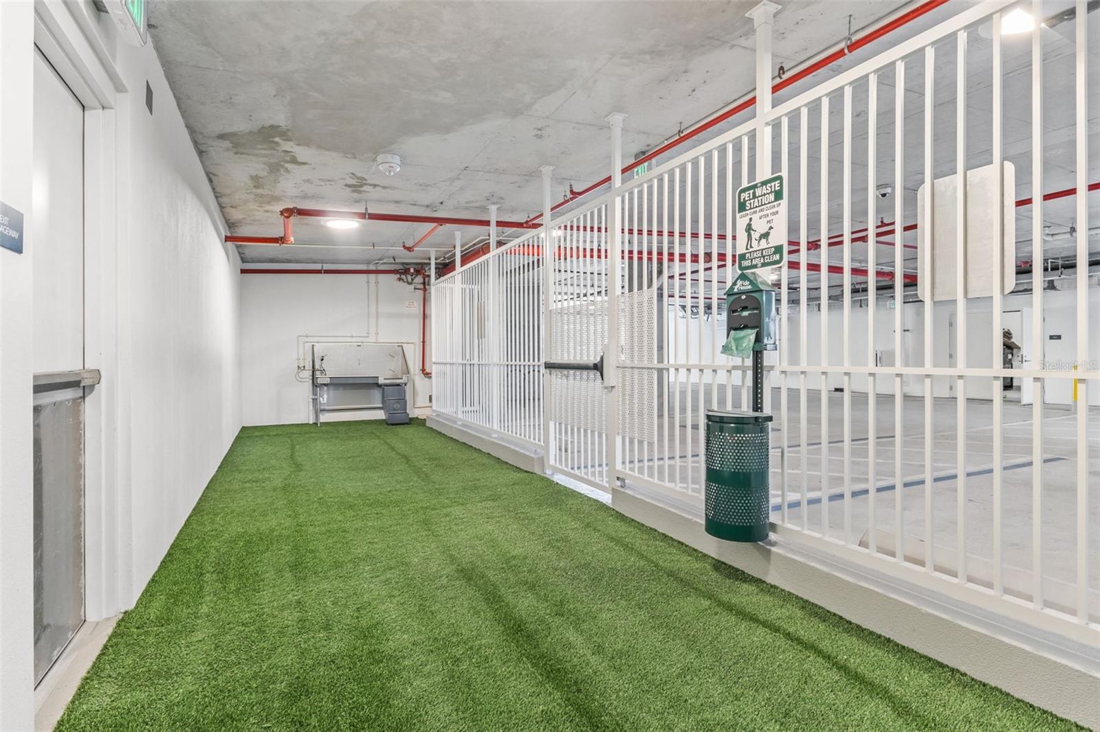 Pet relief area in parking garage - first floor