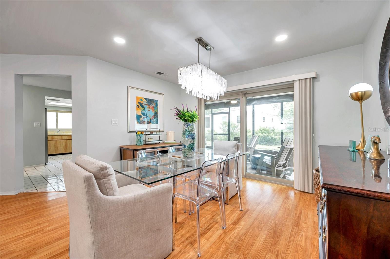 Dining Room, updated lighting and chandelier