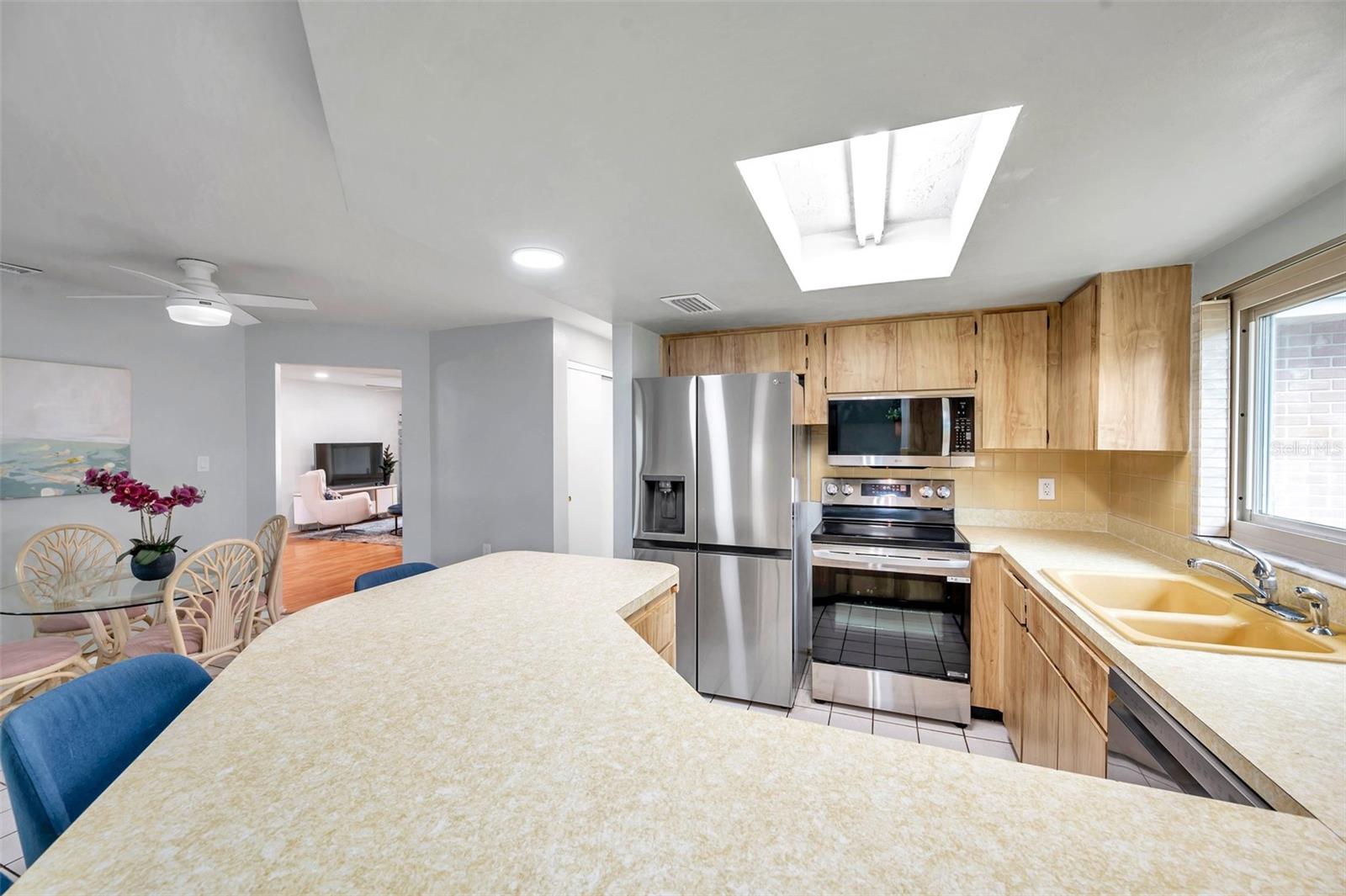 Kitchen with new appliances.