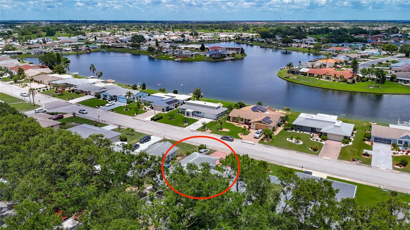 aerial of neighboorhood - home circled in red