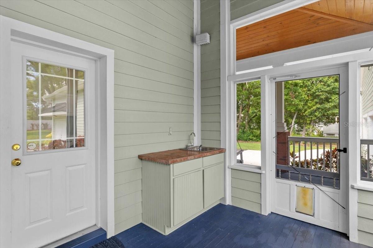 Wet bar on back porch