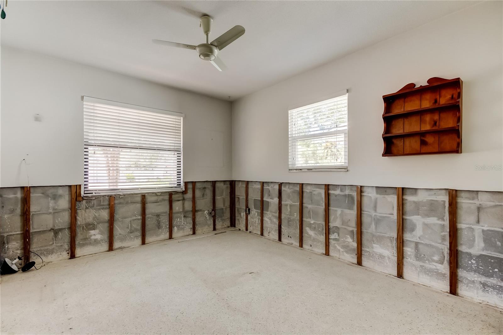 Bedroom two with one Hurricane impact window