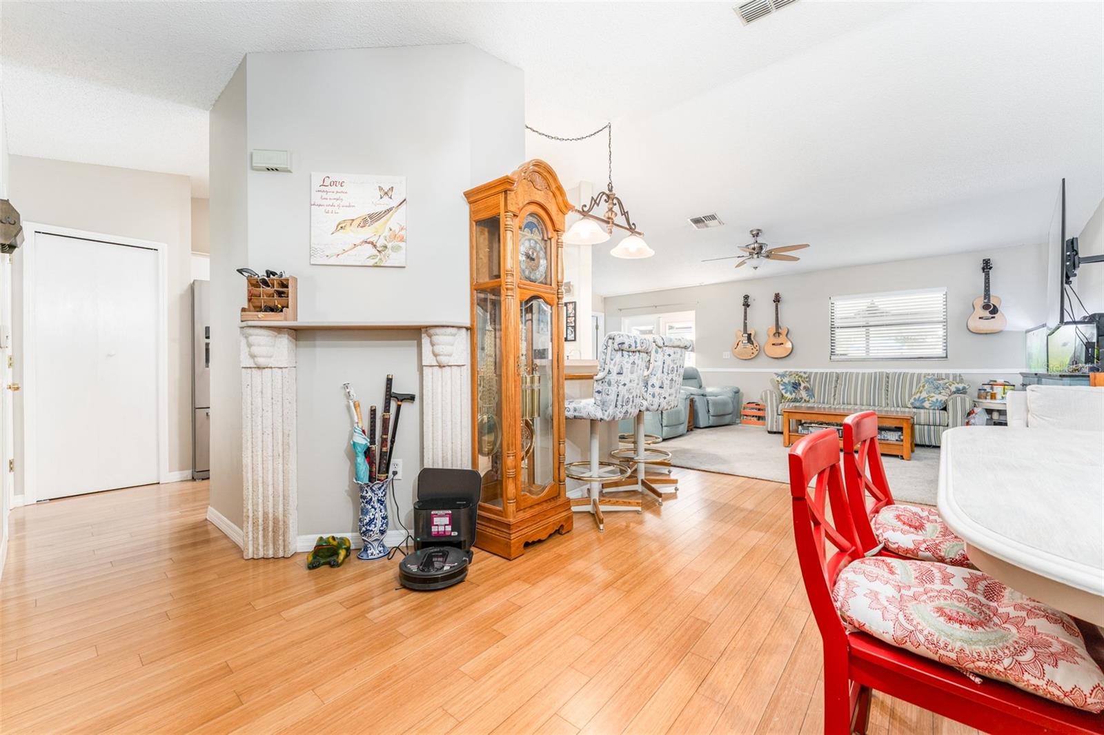 open floor plan with bamboo floors