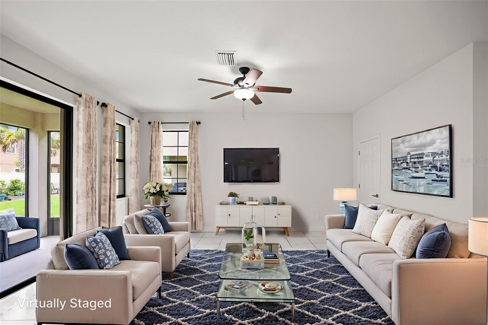 Virtually staged living room