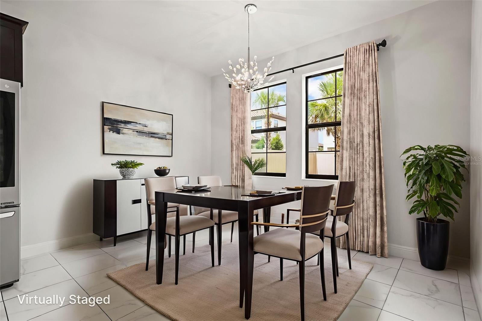 Virtually staged dining room
