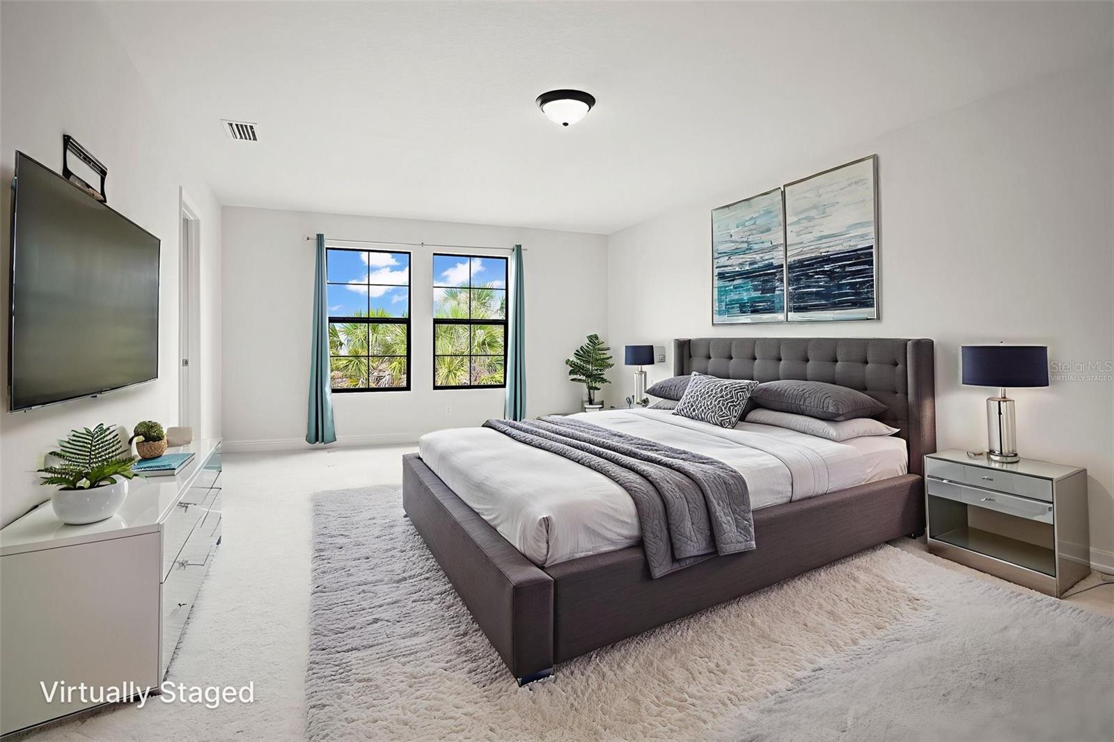 Virtually staged master bedroom