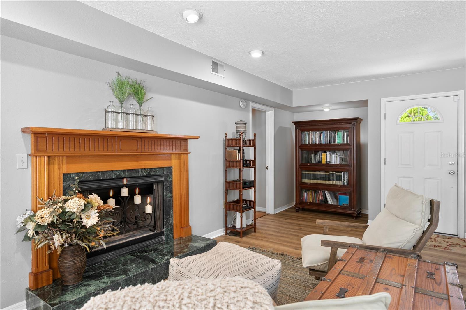 Living room and Fireplace