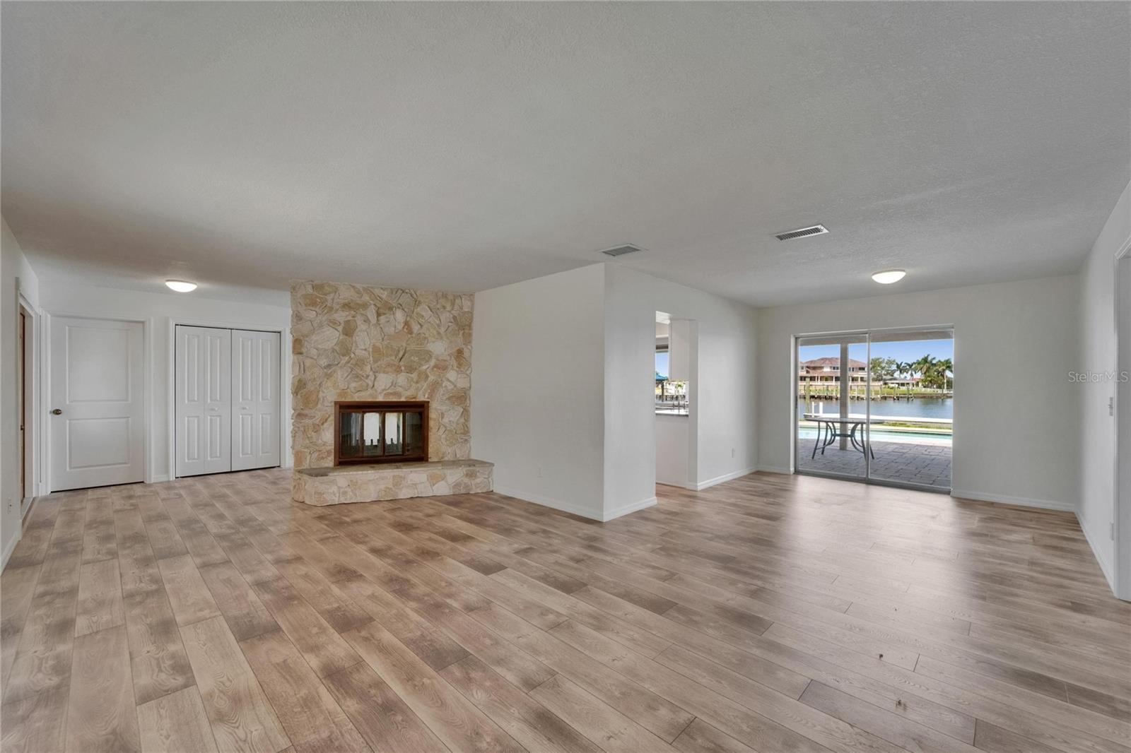 Living Room enjoys 2 way fireplace