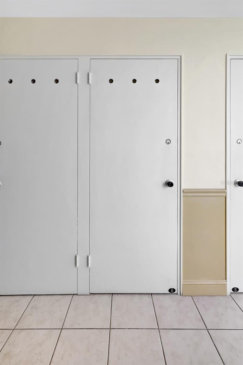 You have a large storage area at the end of the hall for all of your beach toys